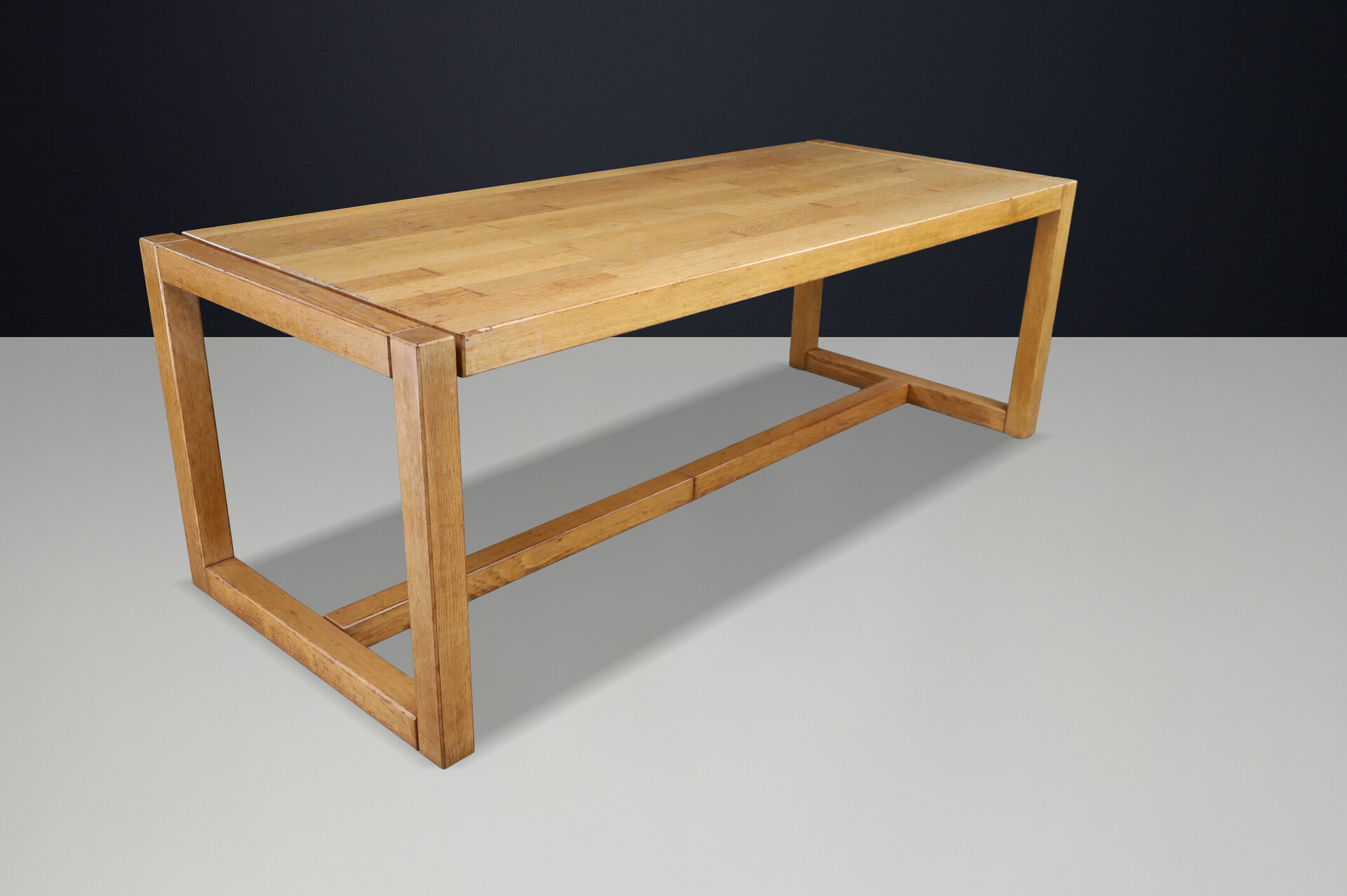 Modernist oak table, Belgium 1970s Late-20th century