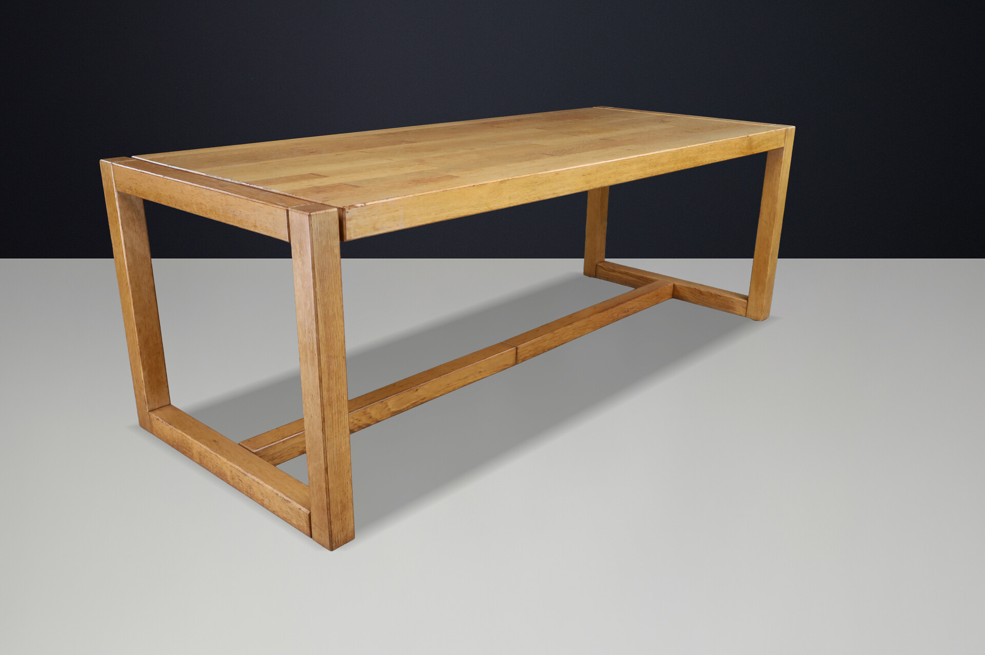 Modernist oak table, Belgium 1970s Late-20th century