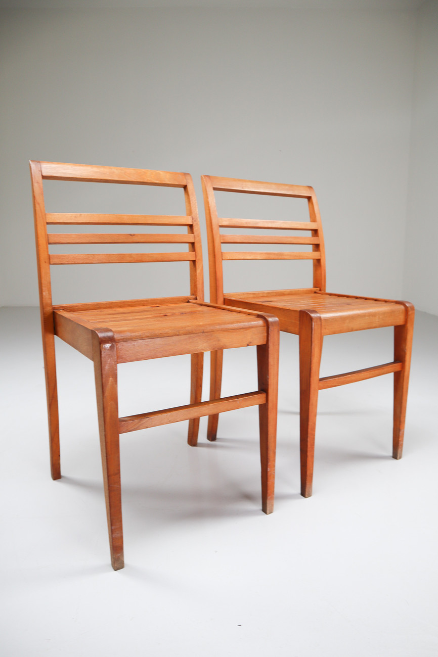 Modernist set of two Chairs by Designer René Gabriel made in France 1940s Mid-20th century