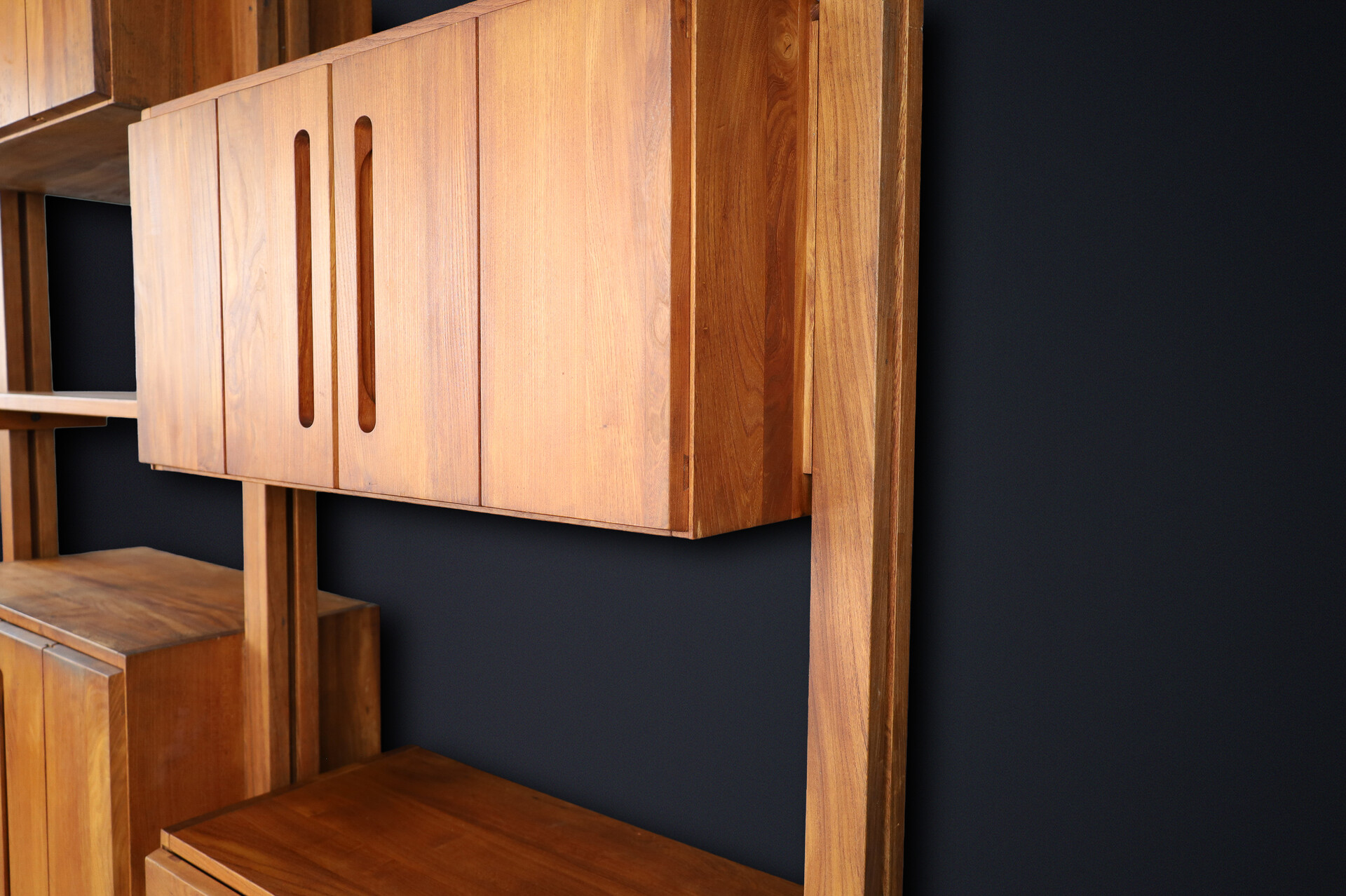 Modular Elmwood Bookcase in the Style of Pierre Chapo, France, 1960s Mid-20th century