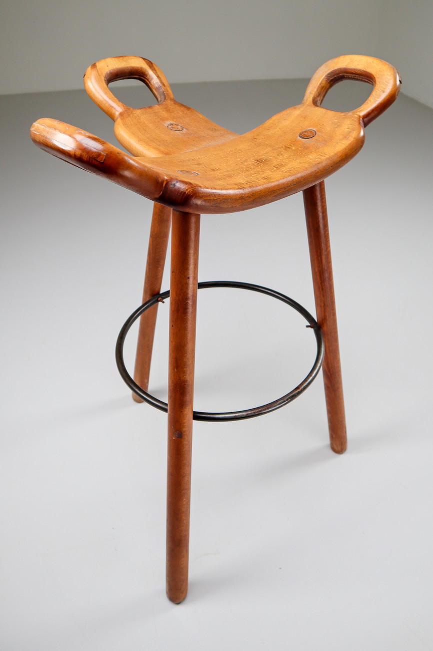 Nine Blond 'Marbella' Barstools by Sergio Rodrigues for Confonorm Spain 1970s 