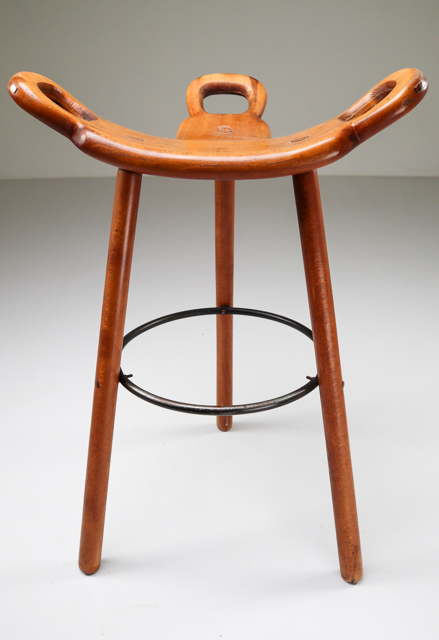 Nine Blond 'Marbella' Barstools by Sergio Rodrigues for Confonorm Spain 1970s 