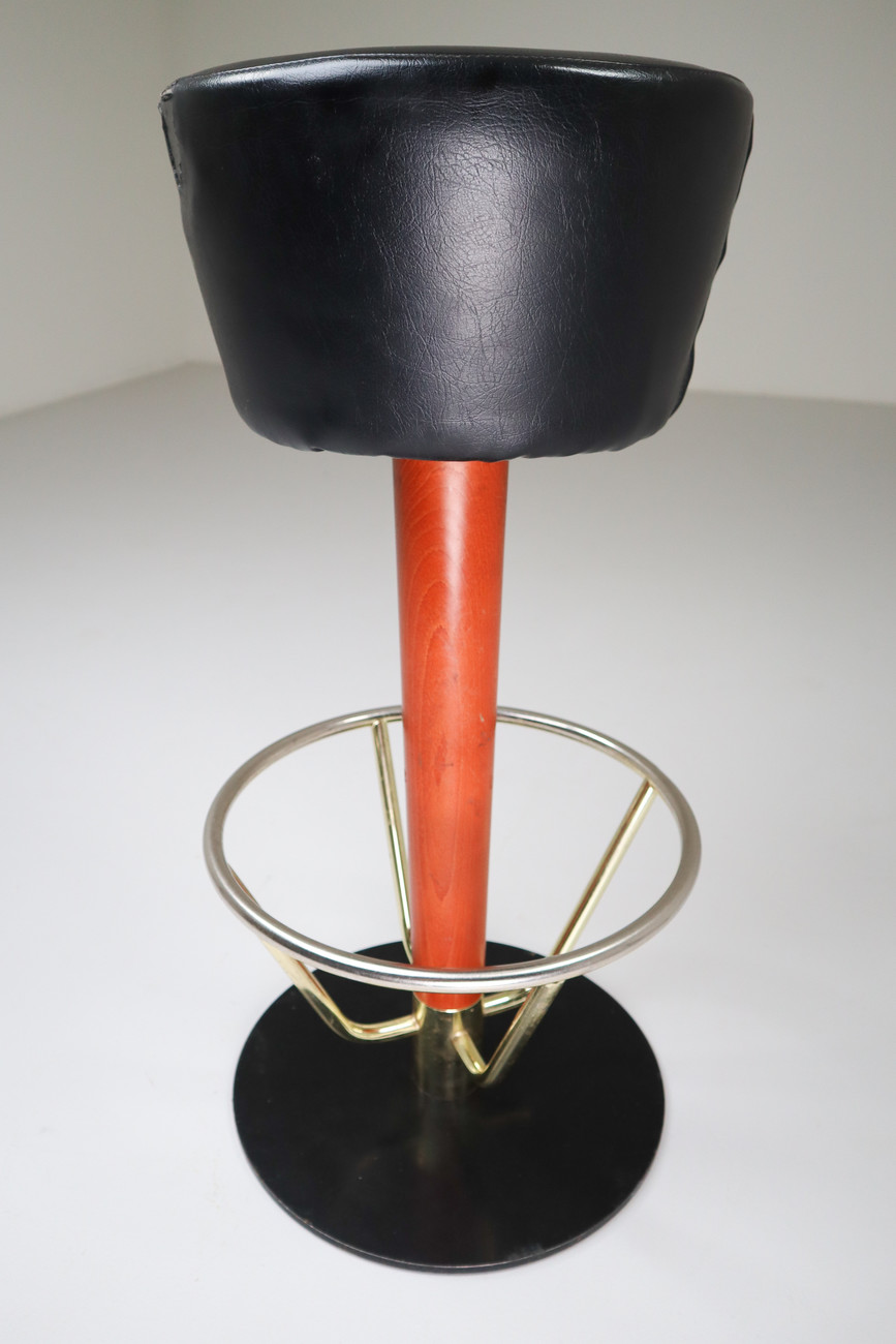 Nine leather Bar stools from Amsterdam 1970s Late-20th century