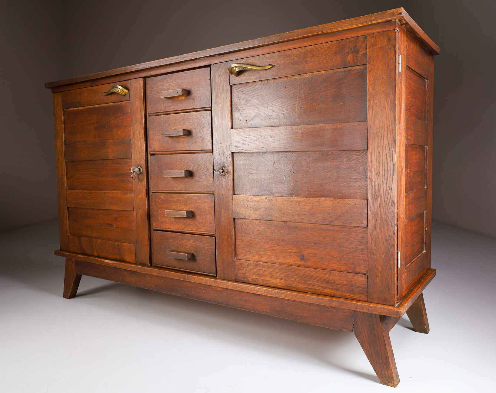 Oak Cabinet/Sideboard By René Gabriel, France 1960's 