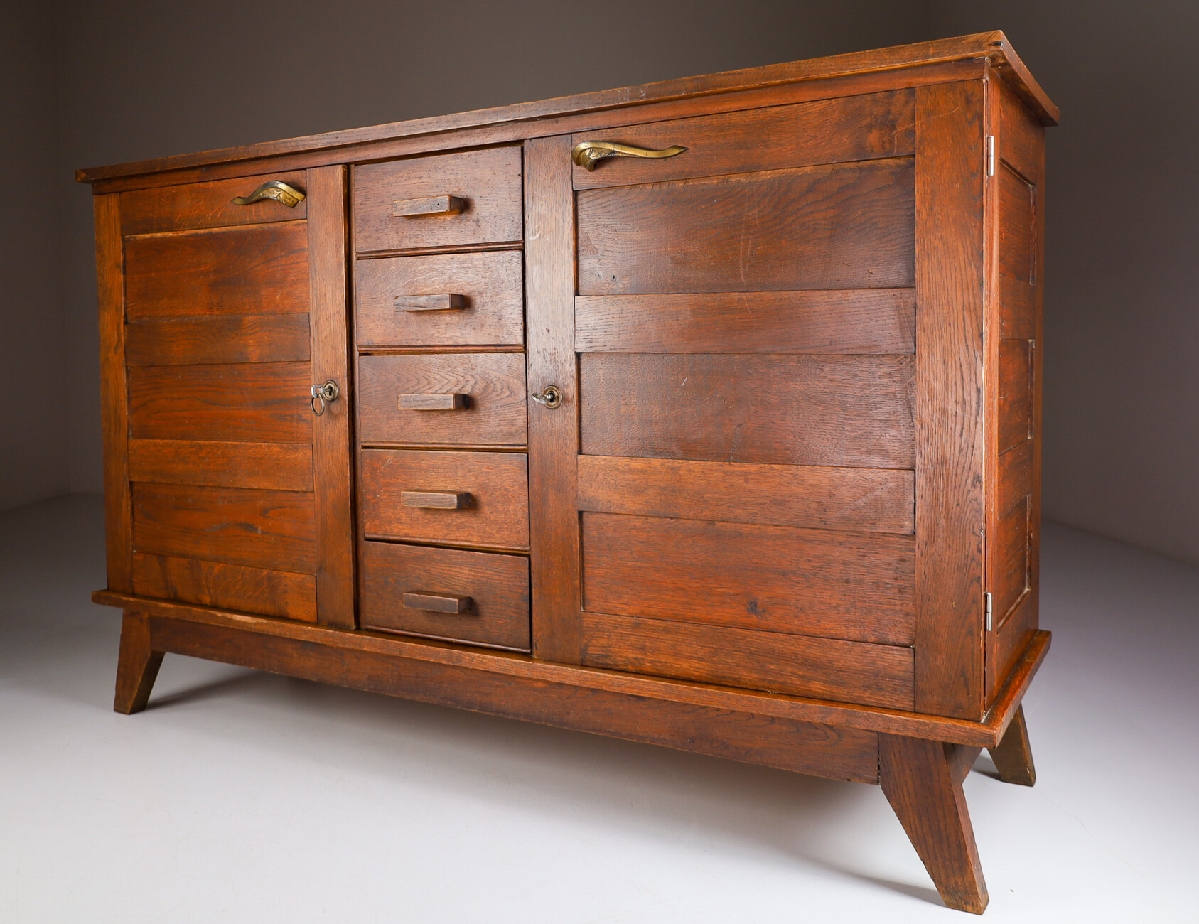 Oak Cabinet/Sideboard By René Gabriel, France 1960's 