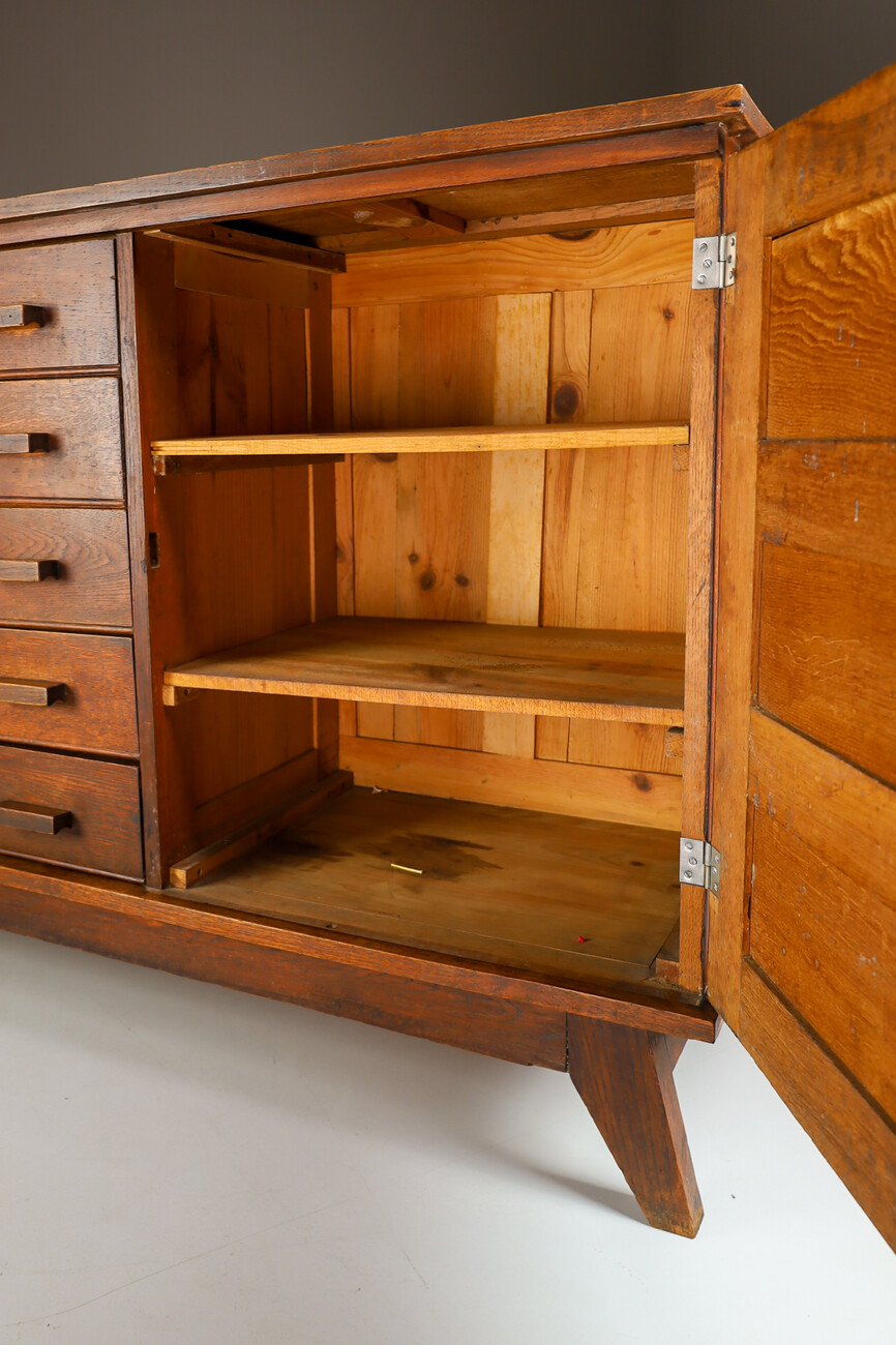 Oak Cabinet/Sideboard By René Gabriel, France 1960's 