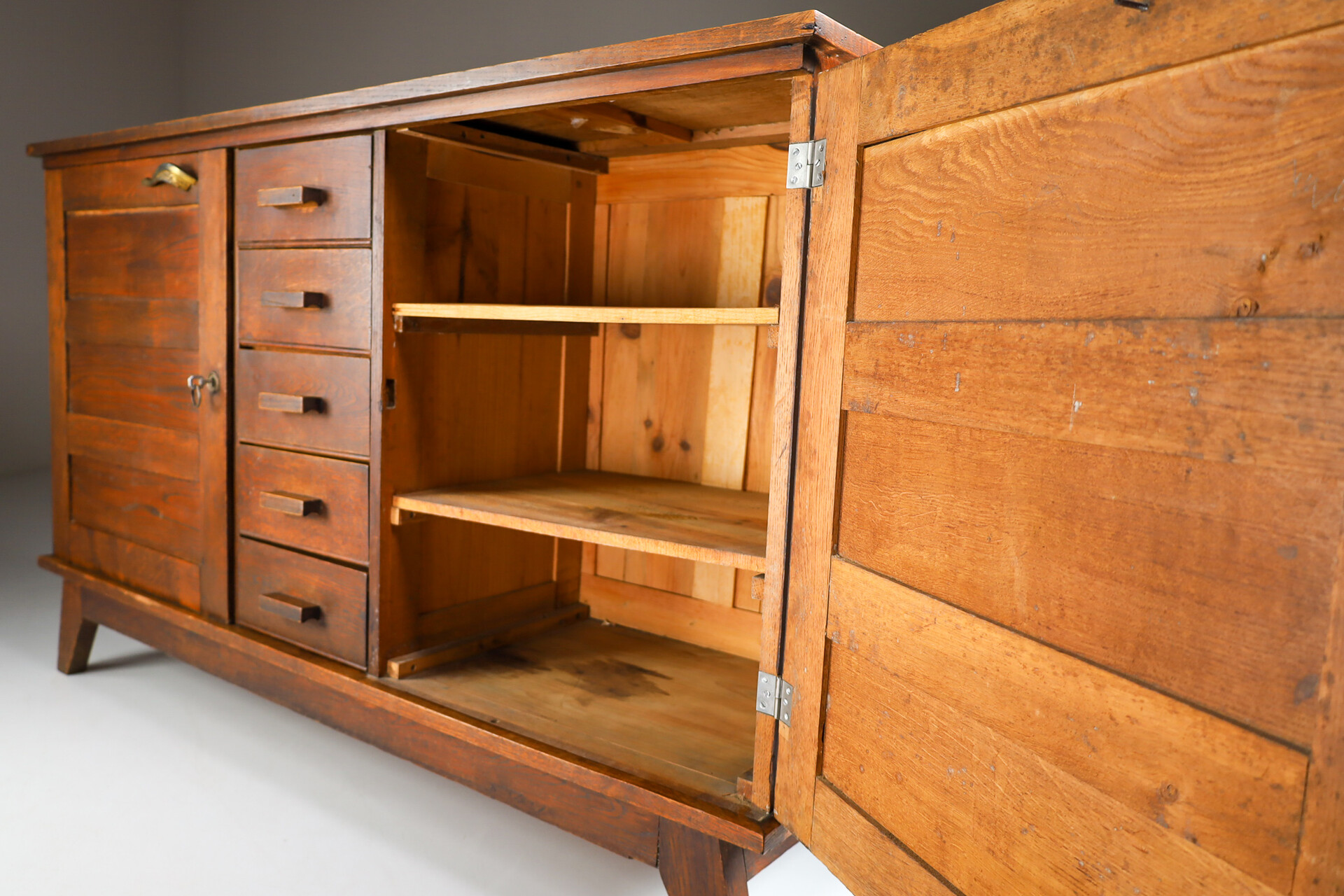 Oak Cabinet/Sideboard By René Gabriel, France 1960's 
