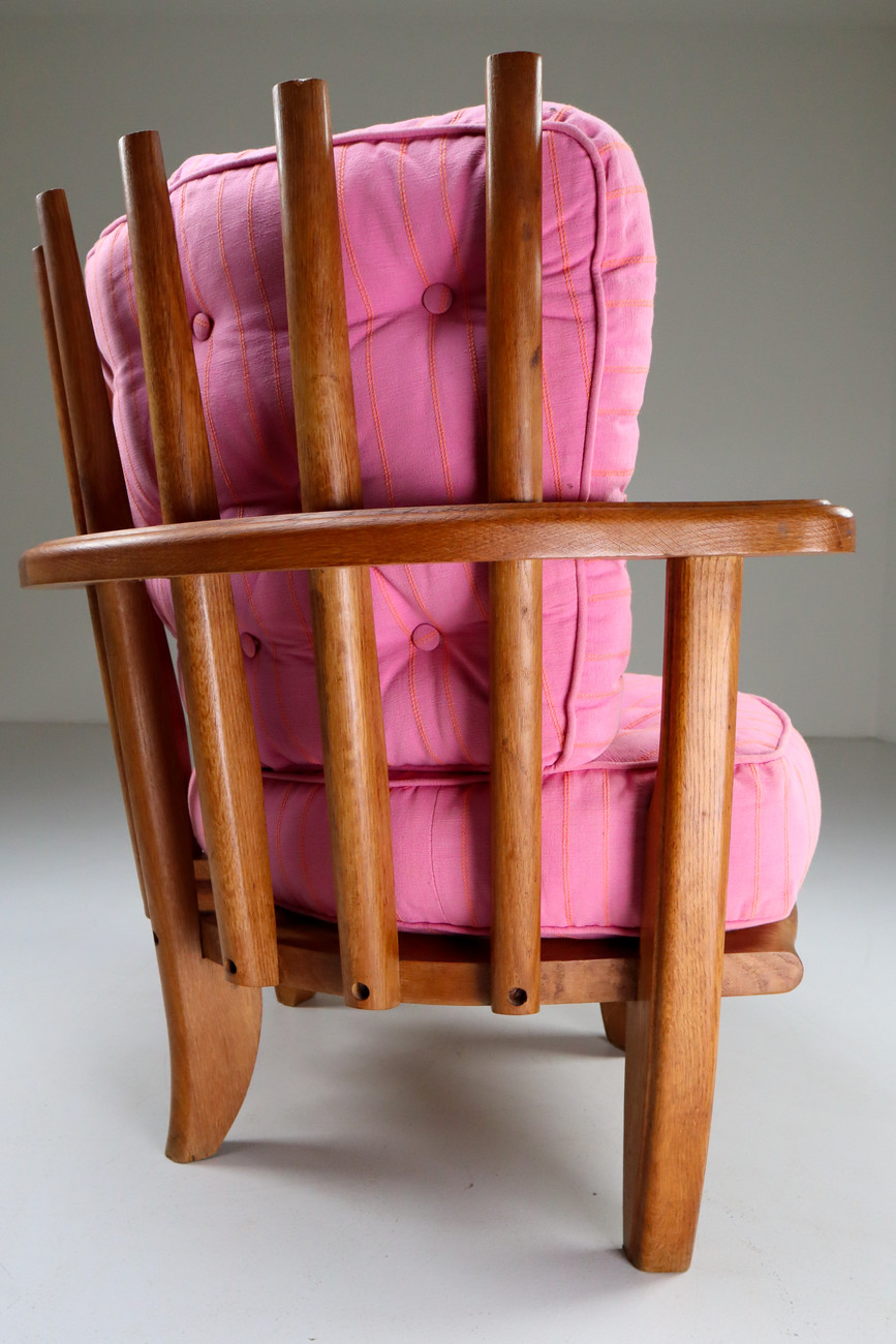 Oak Easy Chair in by Guillerme & Chambron Edition Votre Maison. Mid-20th century