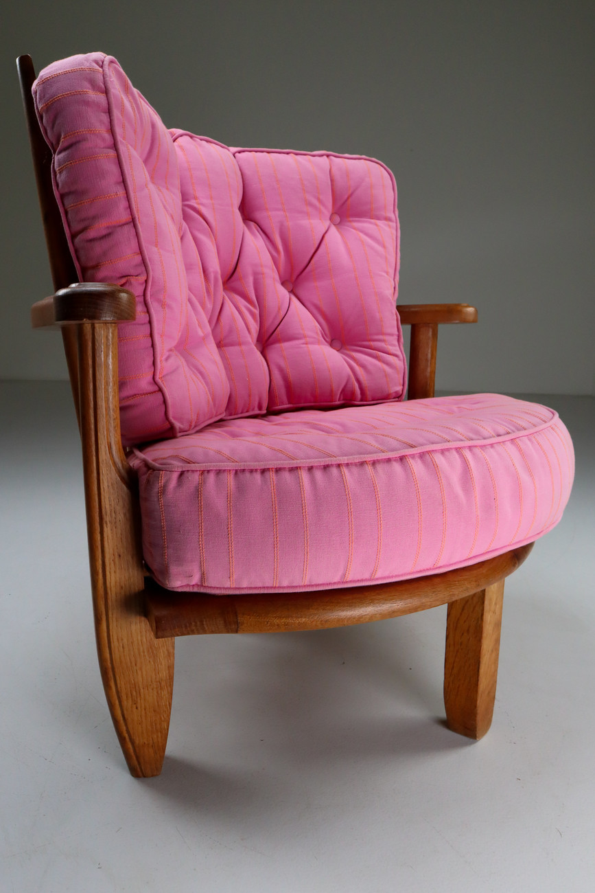 Oak Easy Chair in by Guillerme & Chambron Edition Votre Maison. Mid-20th century