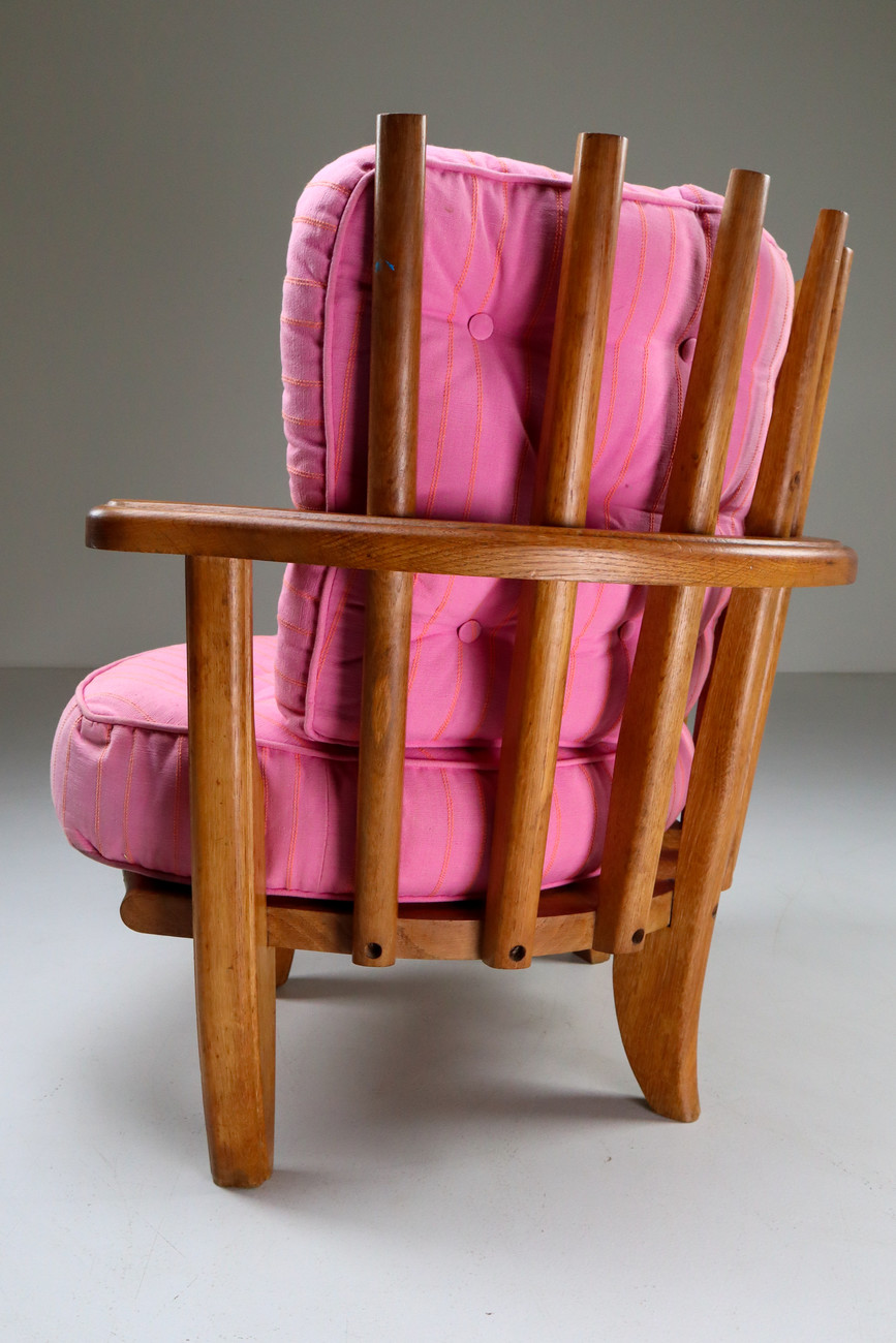 Oak Easy Chair in by Guillerme & Chambron Edition Votre Maison. Mid-20th century