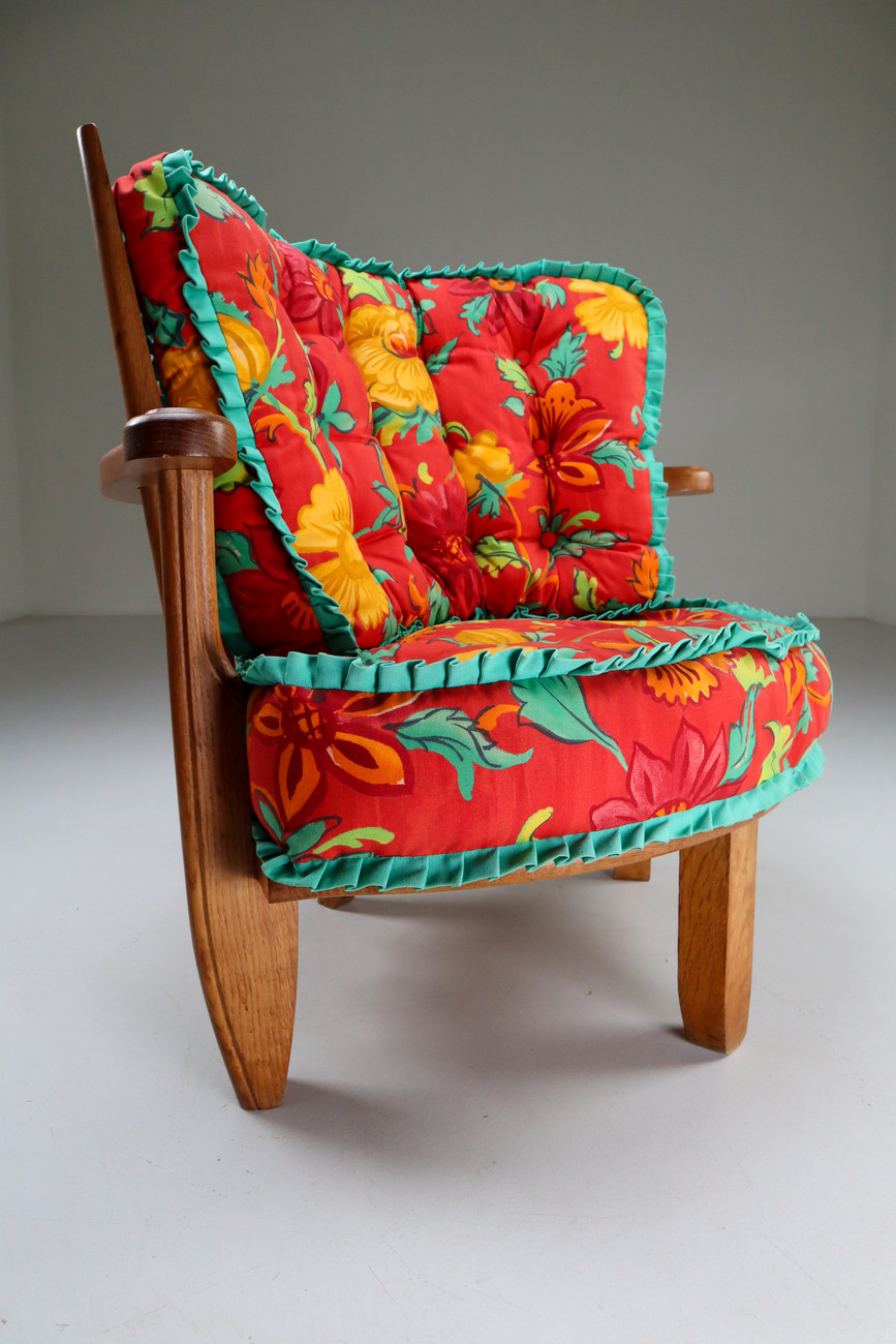 Oak Easy Chairs in by Guillerme & Chambron Edition Votre Maison. Mid-20th century