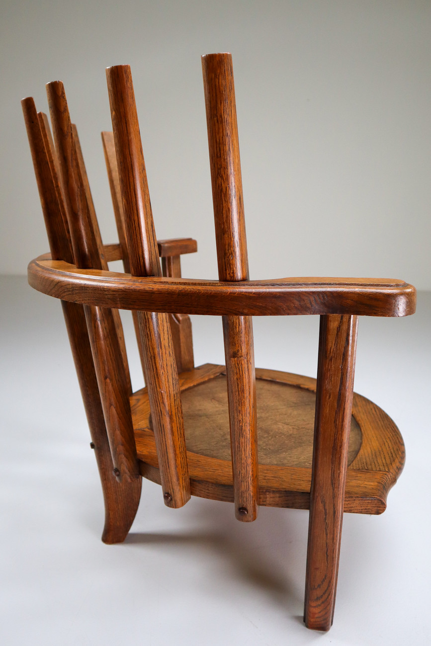 Oak Easy Chairs in by Guillerme & Chambron Edition Votre Maison. Mid-20th century