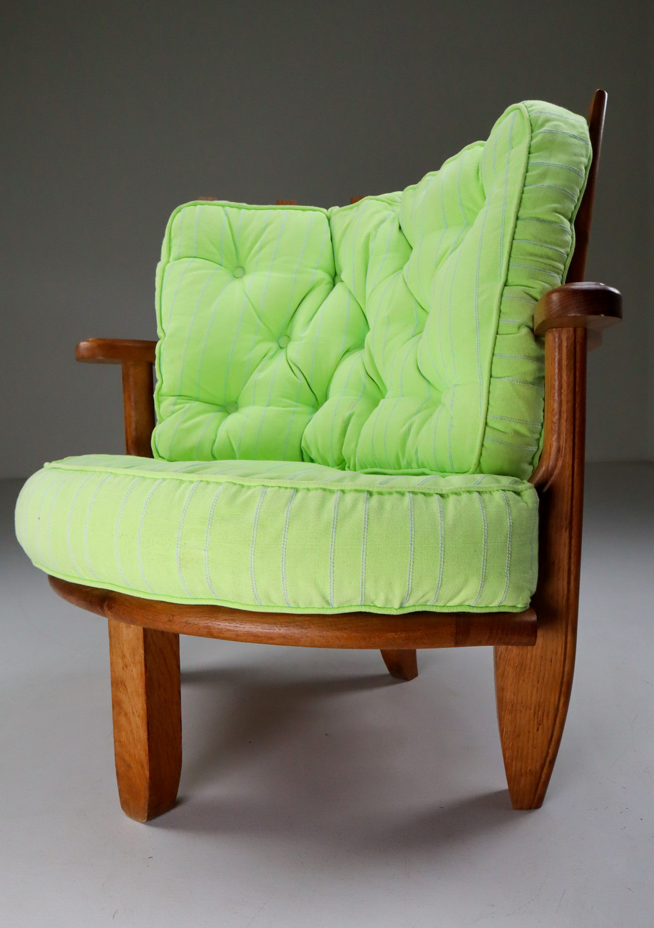 Oak Easy Chairs in by Guillerme & Chambron Edition Votre Maison. Mid-20th century
