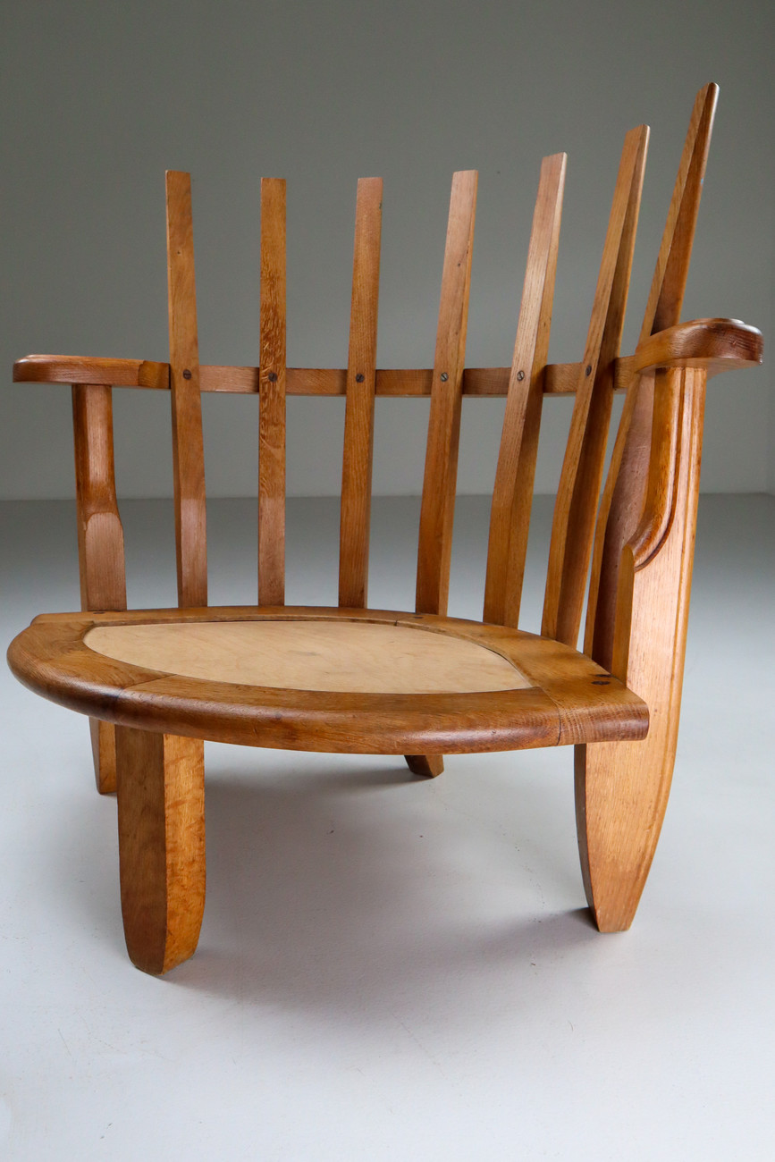 Oak Easy Chairs in by Guillerme & Chambron Edition Votre Maison. Mid-20th century