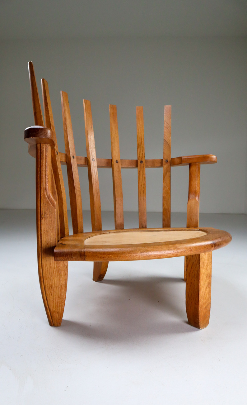 Oak Easy Chairs in by Guillerme & Chambron Edition Votre Maison. Mid-20th century