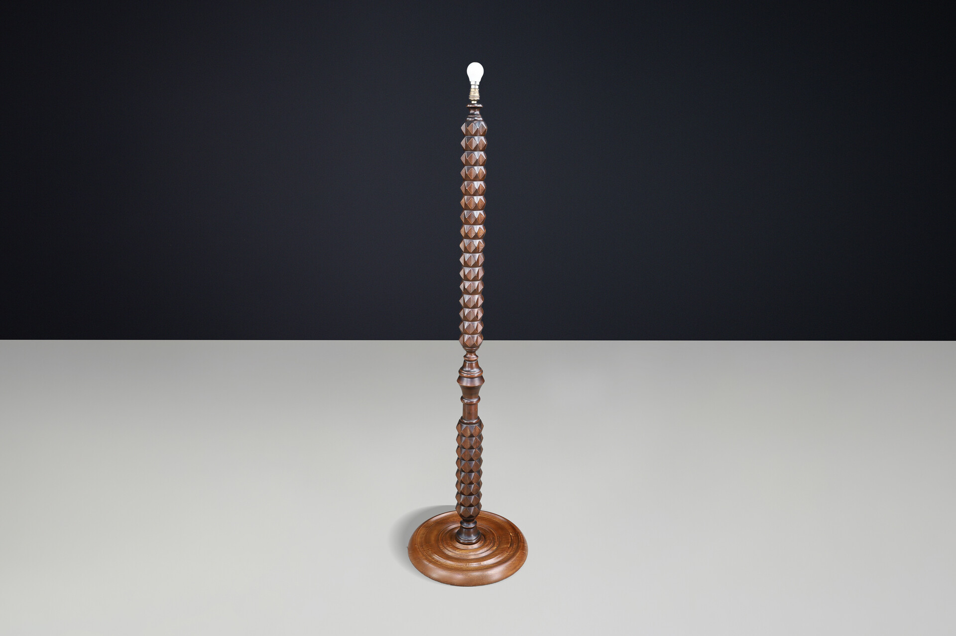 Oak Floor Lamp in the Style of Charles Dudouyt, France, 1940s Early-20th century