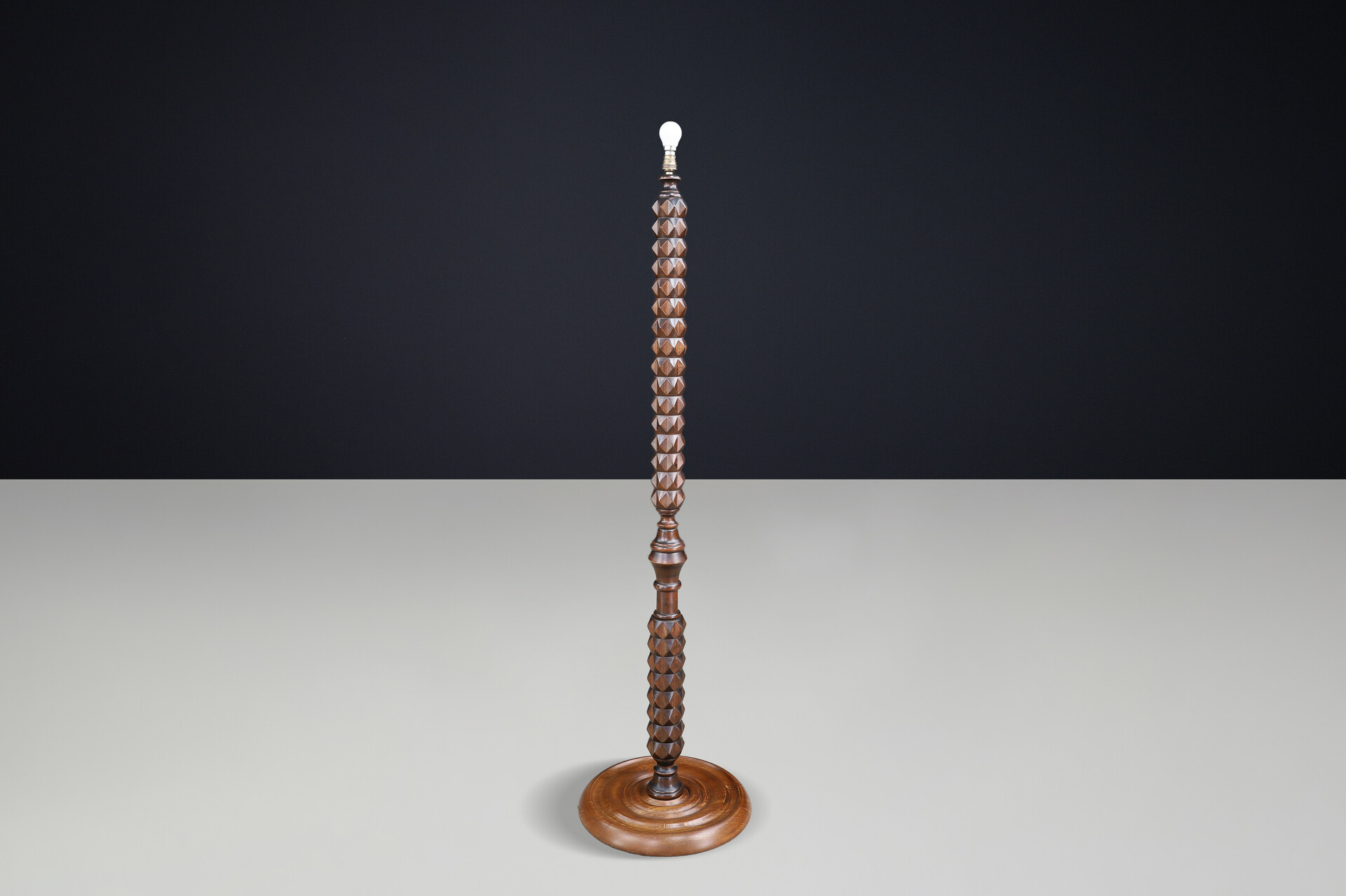 Oak Floor Lamp in the Style of Charles Dudouyt, France, 1940s Early-20th century