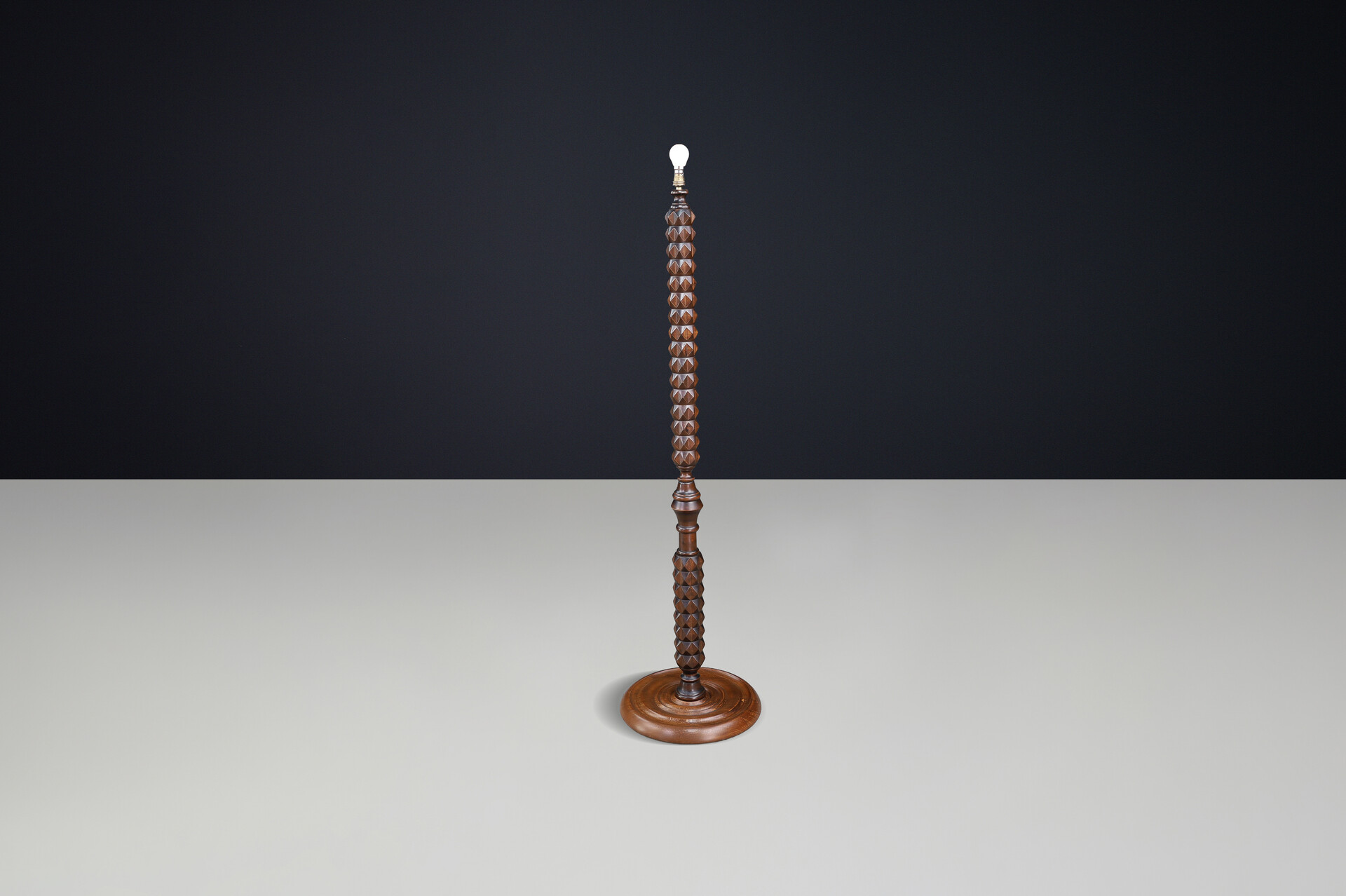 Oak Floor Lamp in the Style of Charles Dudouyt, France, 1940s Early-20th century