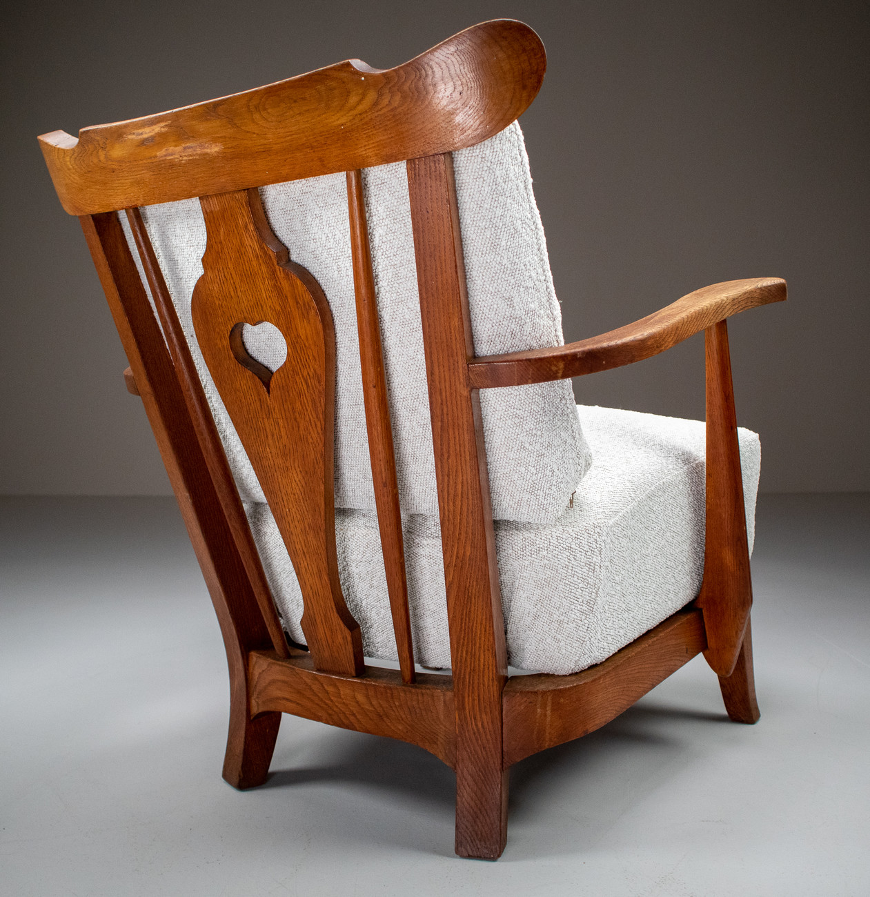 Oak Lounge / Armchairs With Re-Upholsterd Bouclé Fabric France 1950s Mid-20th century