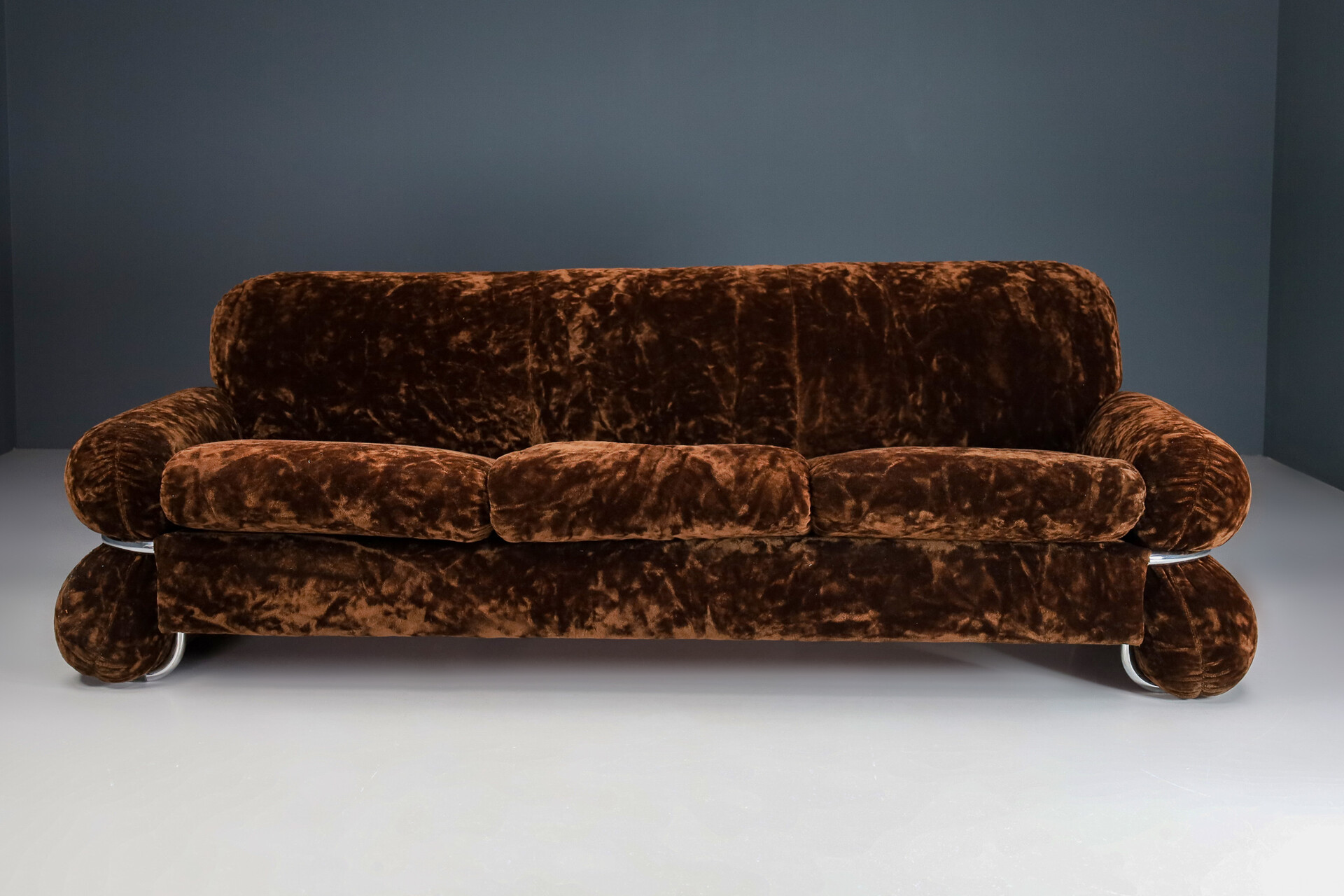 Original Fabric Gianfranco Frattini style lounge sofa, Italy 1970s Mid-20th century