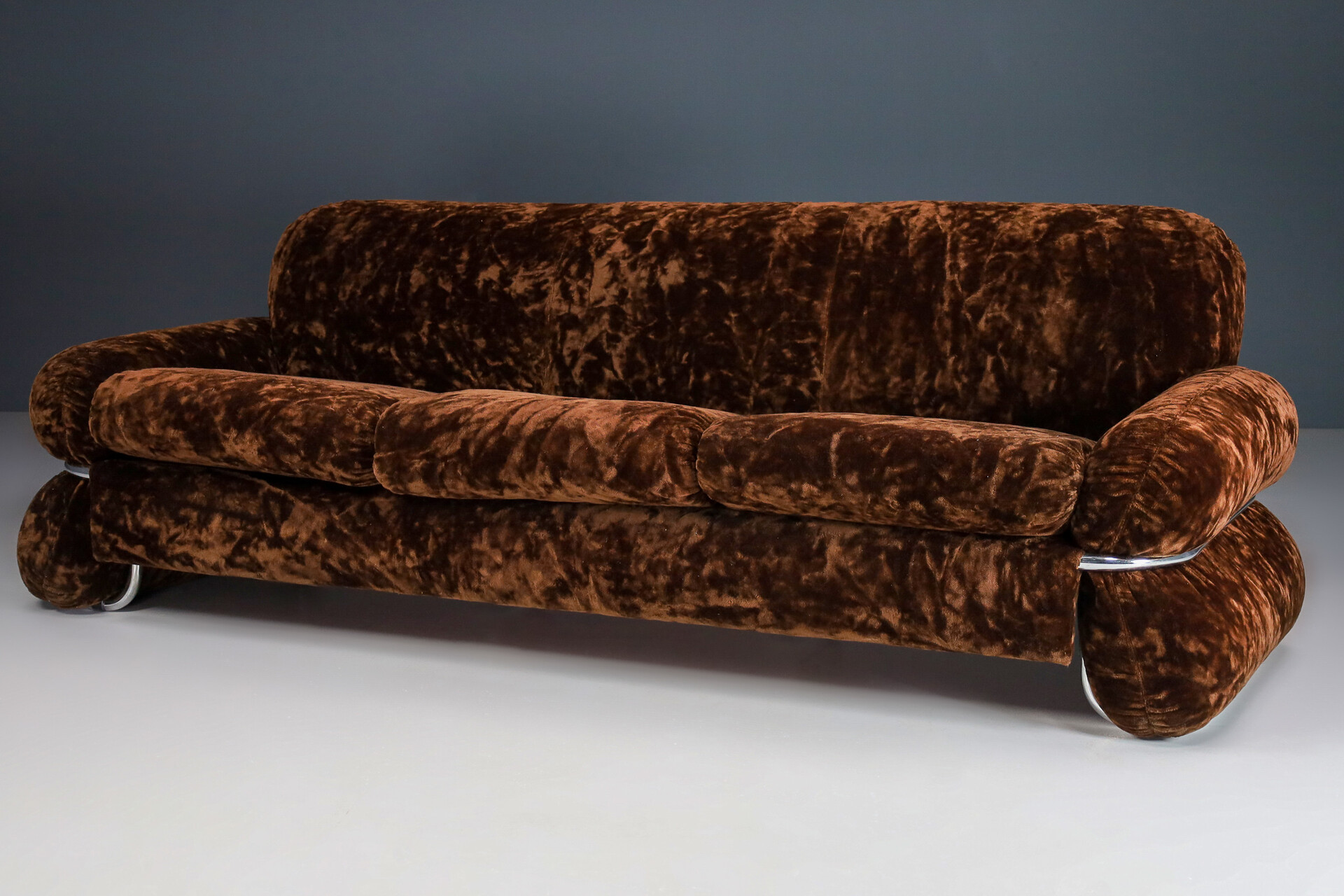 Original Fabric Gianfranco Frattini style lounge sofa, Italy 1970s Mid-20th century