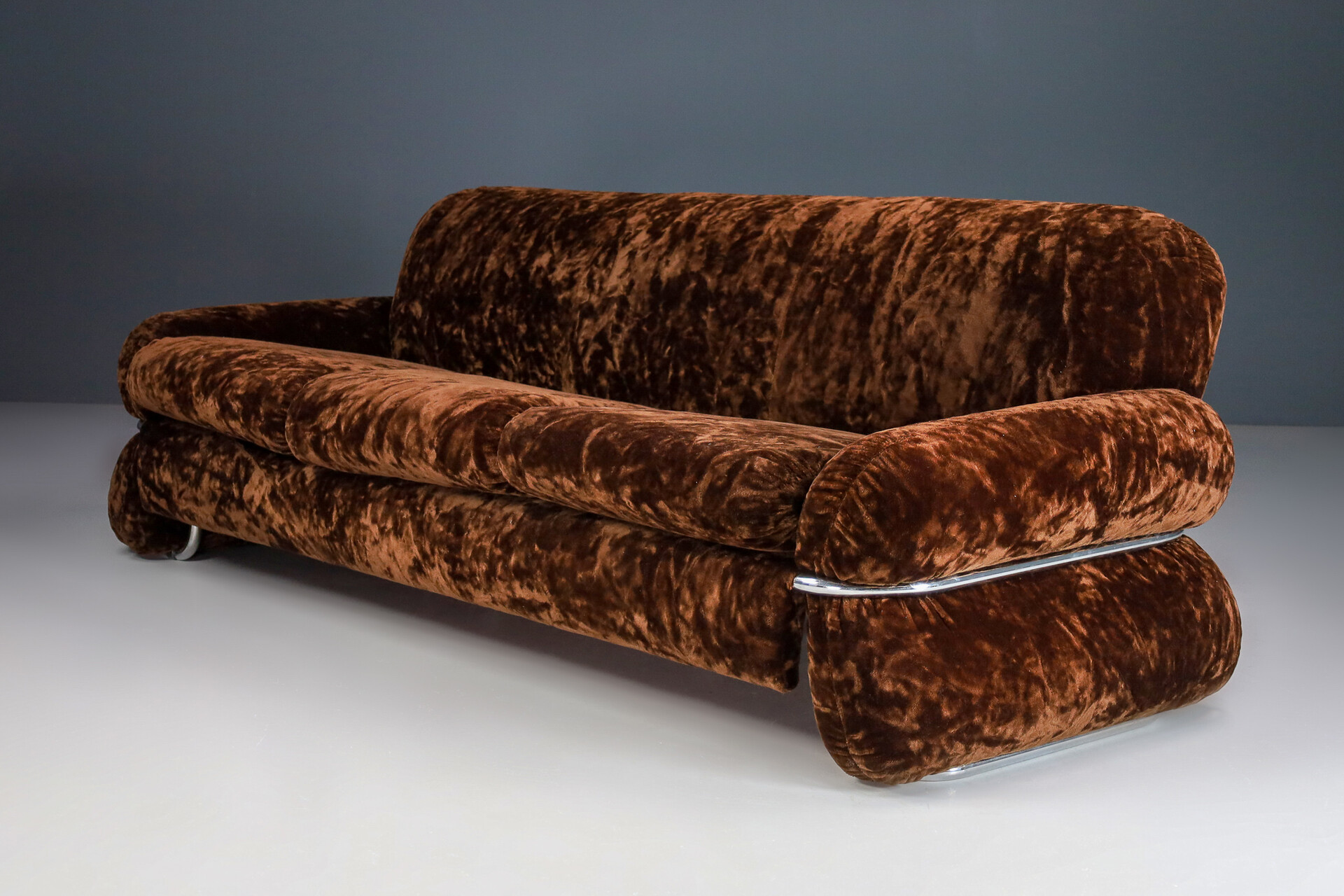 Original Fabric Gianfranco Frattini style lounge sofa, Italy 1970s Mid-20th century