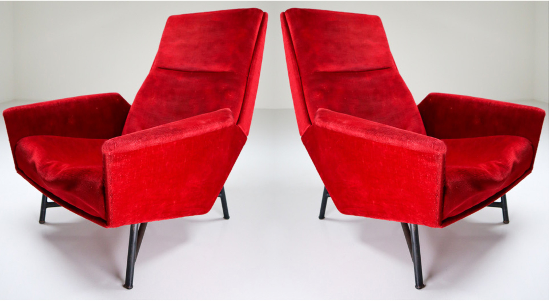 Pair Atypical Lounge Chairs by Guy Besnard France 1959 Mid-20th century
