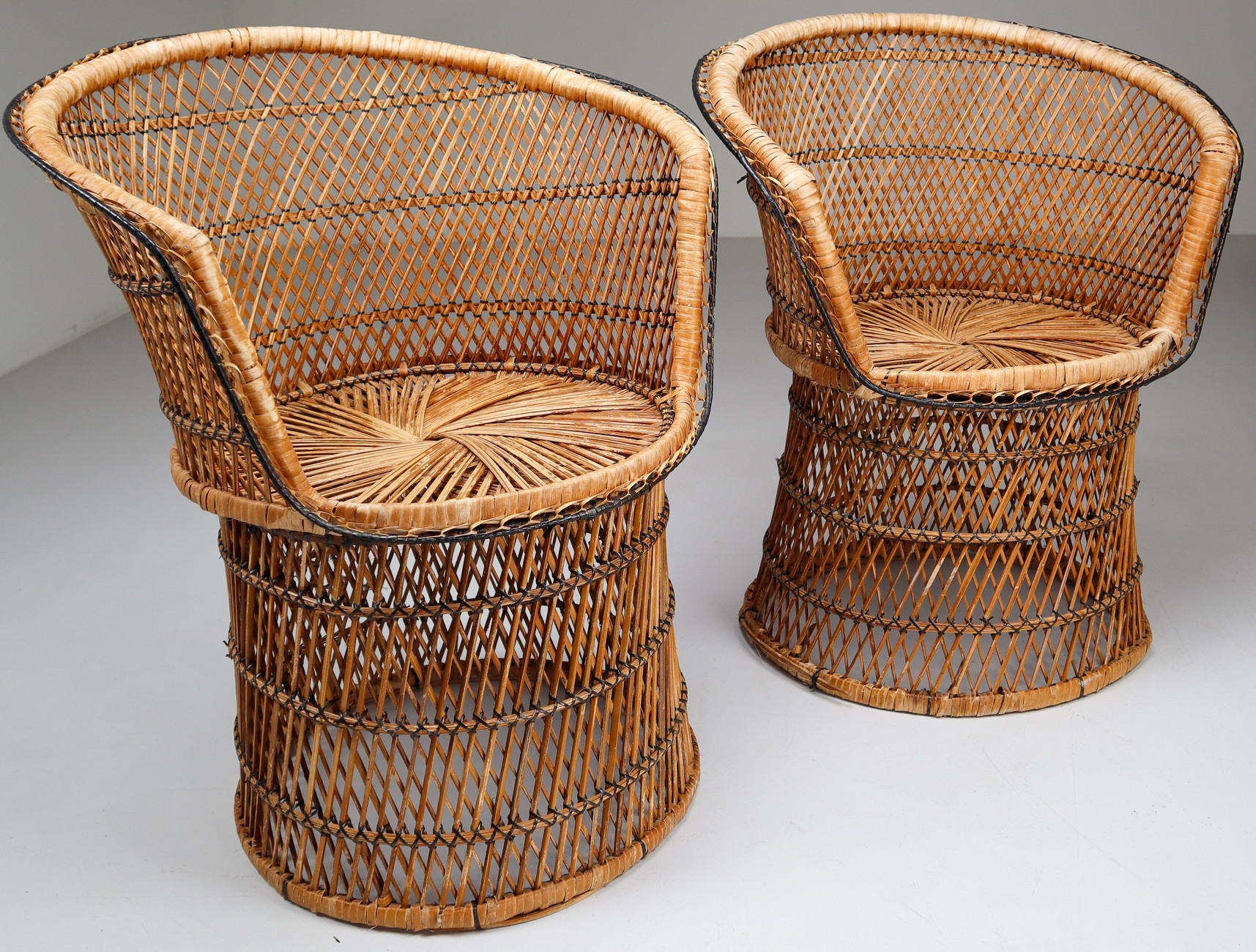 Pair of 2 Wicker Garden or Patio chairs Austria Early-20th century