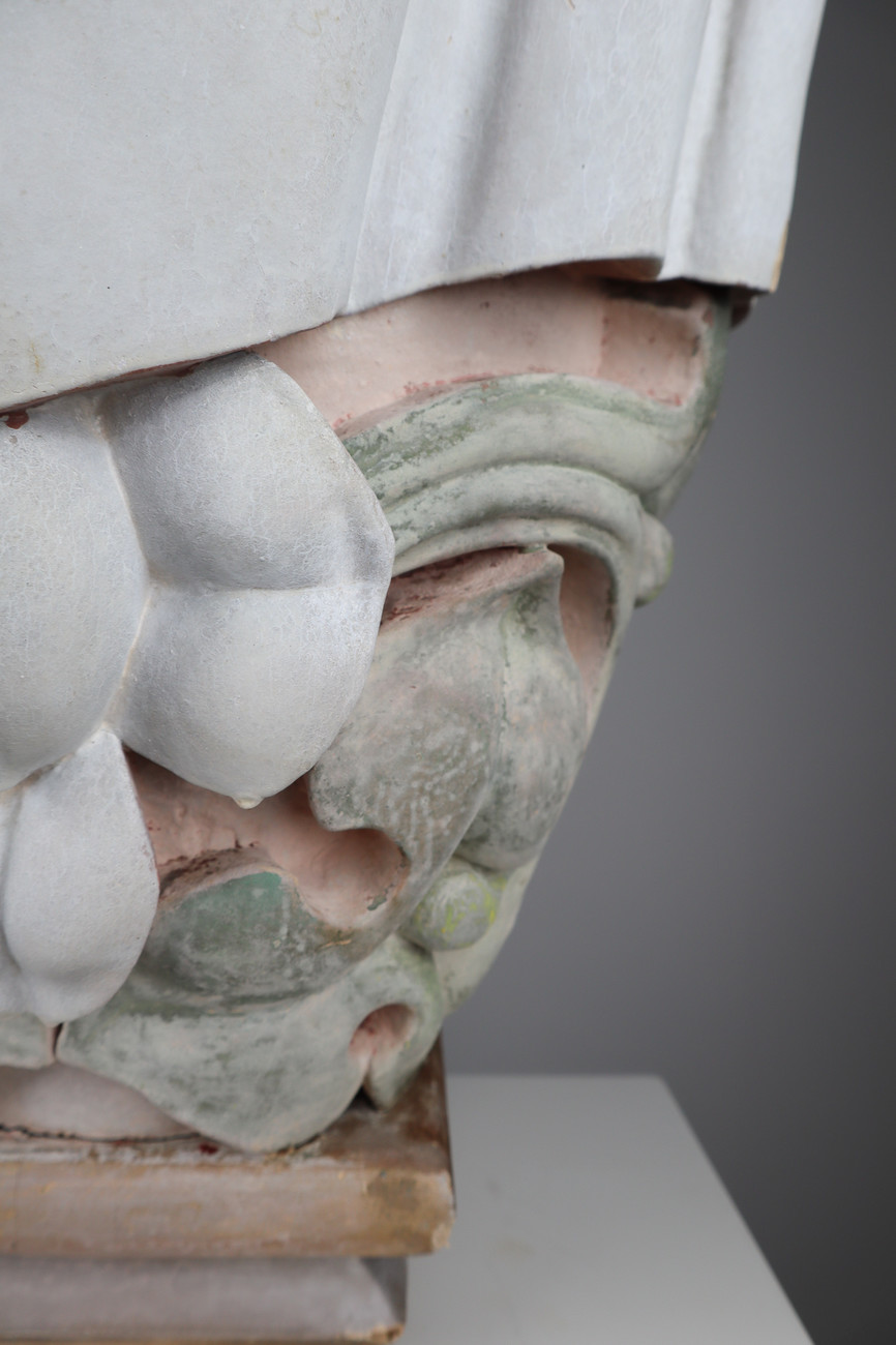 Pair of French antique wooden pedestal with carved cherub angels. Early-19th century