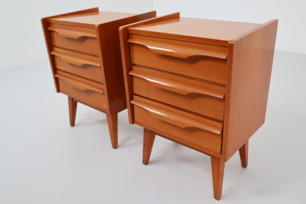 Pair of Mid-Century Modern Walnut Nightstands Germany 1950s Mid-20th century