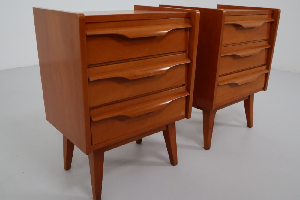 Pair of Mid-Century Modern Walnut Nightstands Germany 1950s Mid-20th century