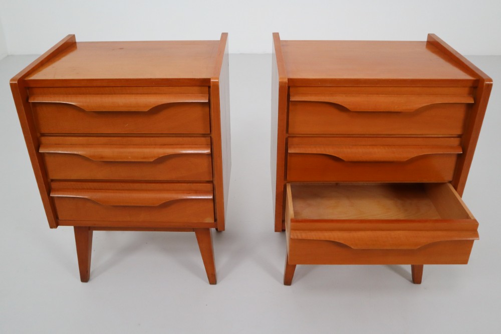 Pair of Mid-Century Modern Walnut Nightstands Germany 1950s Mid-20th century