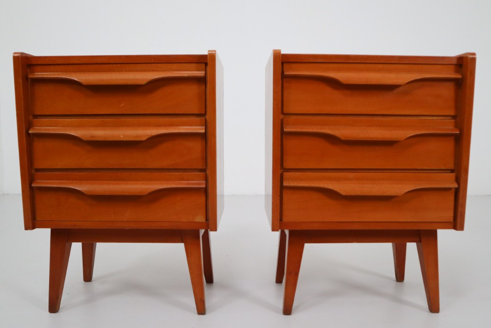 Pair of Mid-Century Modern Walnut Nightstands Germany 1950s Mid-20th century