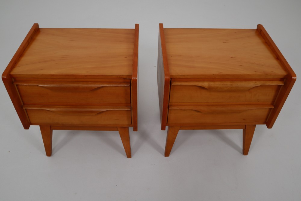 Pair Of Mid-Century Modern Walnut Nightstands Germany 1950s Mid-20th Century Mid-20th century