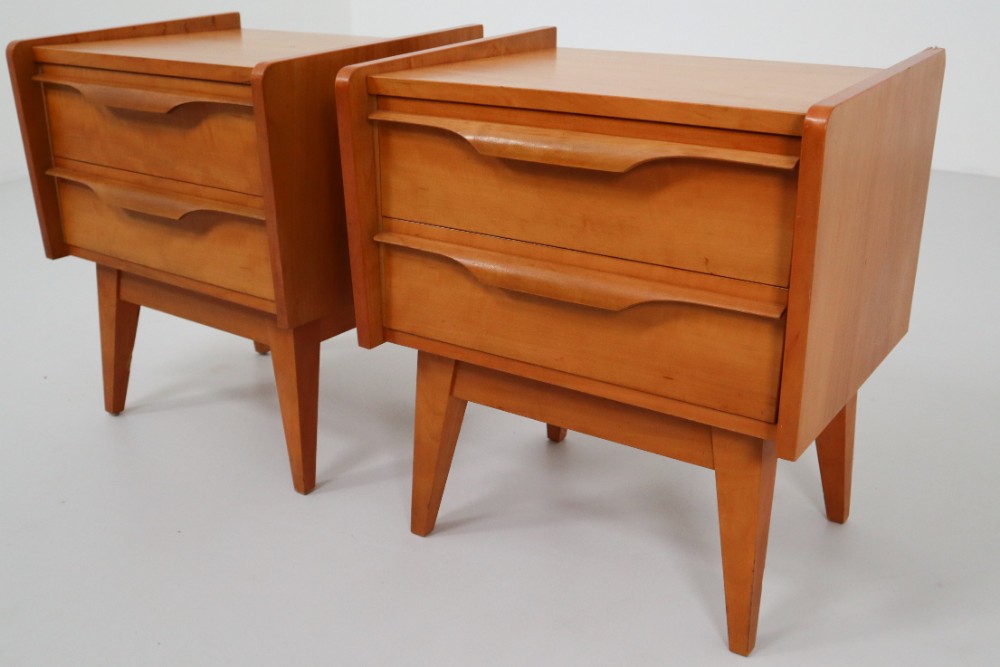 Pair Of Mid-Century Modern Walnut Nightstands Germany 1950s Mid-20th Century Mid-20th century