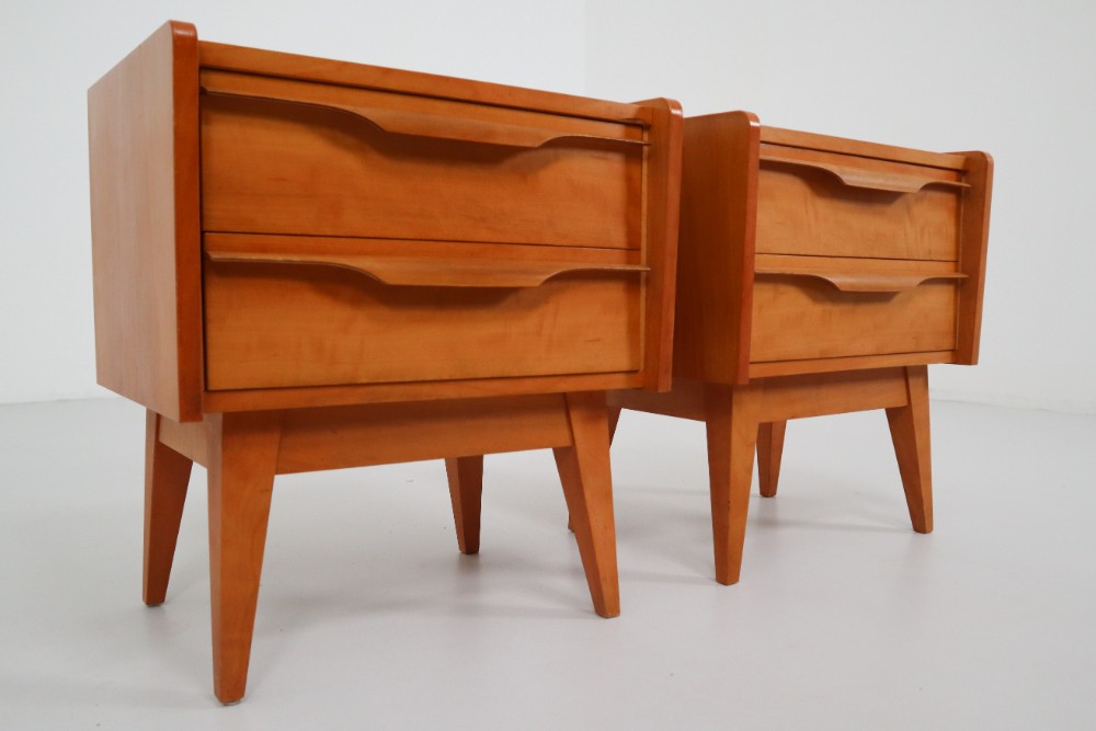 Pair Of Mid-Century Modern Walnut Nightstands Germany 1950s Mid-20th Century Mid-20th century