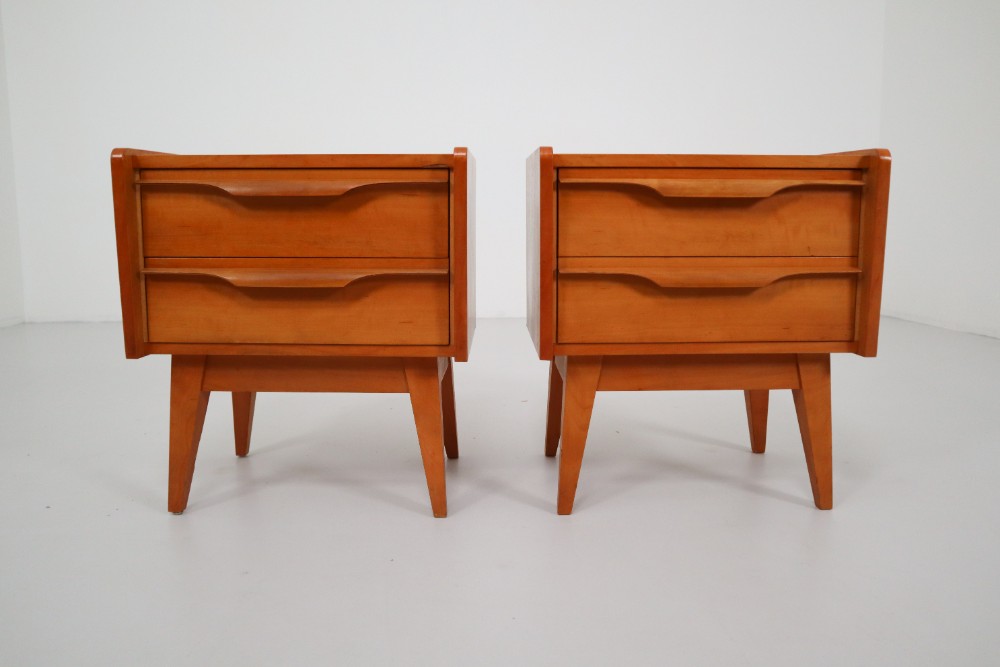 Pair Of Mid-Century Modern Walnut Nightstands Germany 1950s Mid-20th Century Mid-20th century