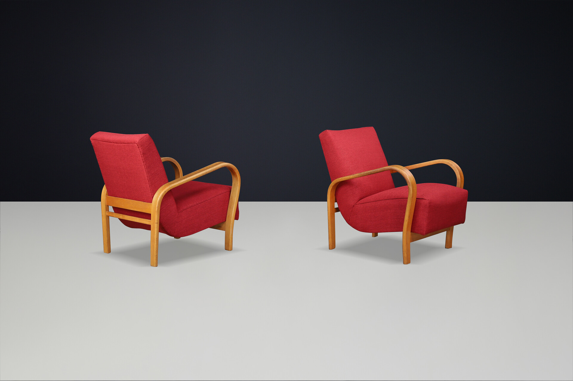 Pair of Re-Upholstered Bentwood Armchairs by Karel Koželka & Antonín Kropáček, CZ 1940s Mid-20th century