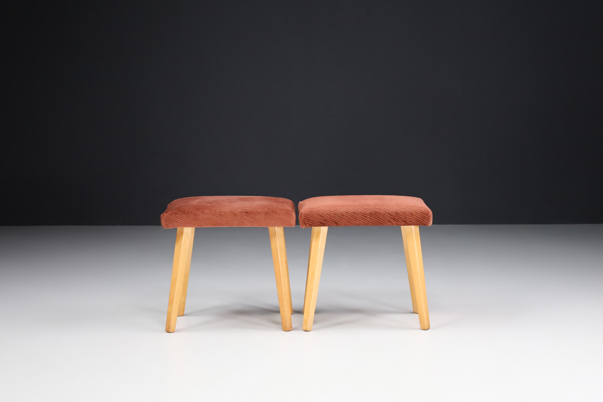 Pair of stools in Original Upholstery, France 1950s Mid-20th century
