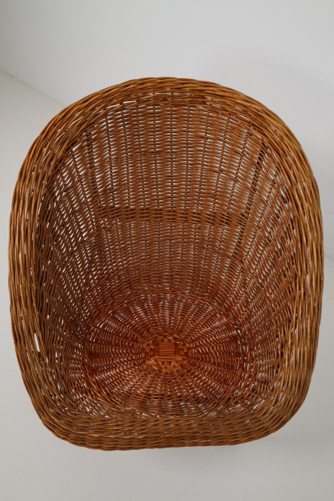 Pair of Two Wicker Midcentury Easy Chairs, France, 1960s