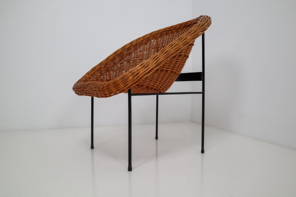 Pair of Two Wicker Midcentury Easy Chairs, France, 1960s