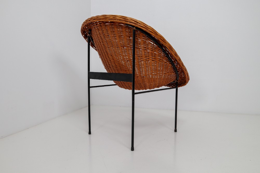 Pair of Two Wicker Midcentury Easy Chairs, France, 1960s