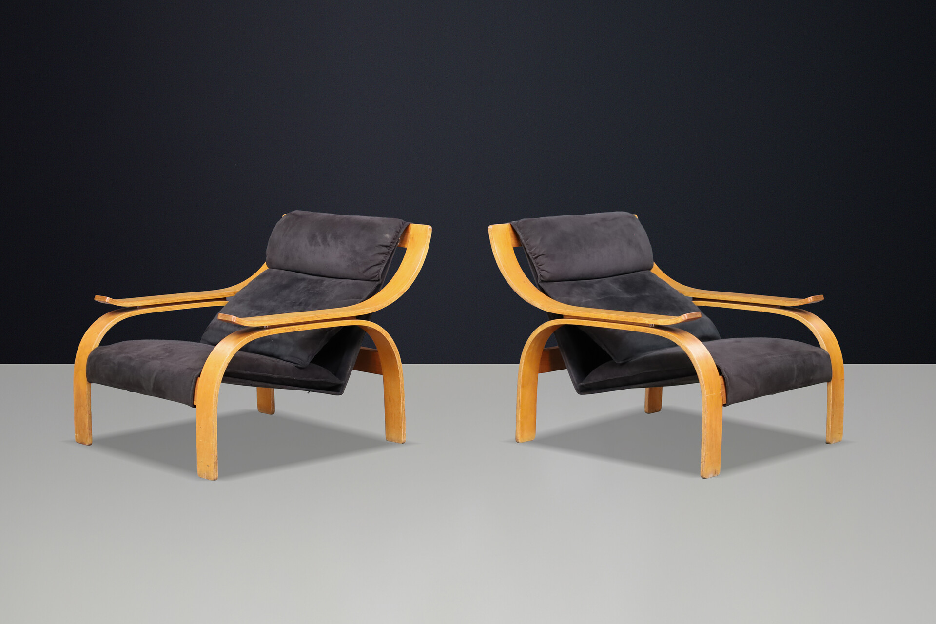 Pair of Woodline Lounge Chairs by Marco Zanuso for Arflex, Italy, 1960s Mid-20th century