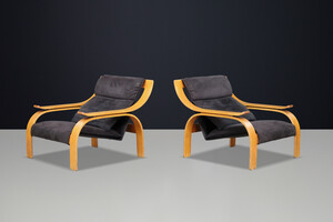 Pair of Woodline Lounge Chairs by Marco Zanuso for Arflex, Italy, 1960s Mid-20th century