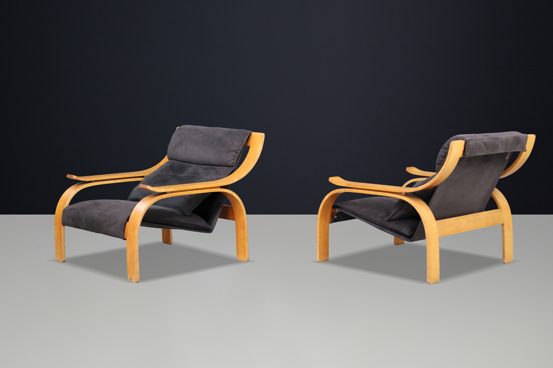 Pair of Woodline Lounge Chairs by Marco Zanuso for Arflex, Italy, 1960s Mid-20th century
