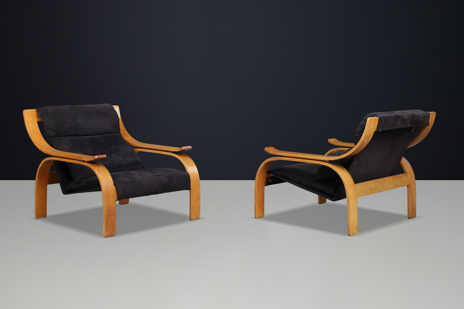 Pair of Woodline Lounge Chairs by Marco Zanuso for Arflex, Italy, 1960s Mid-20th century