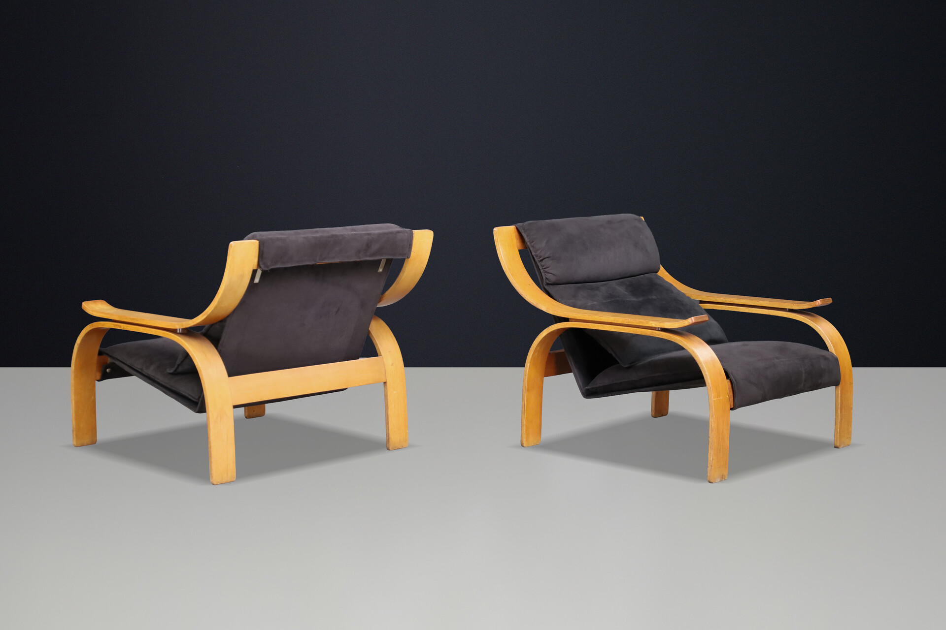 Pair of Woodline Lounge Chairs by Marco Zanuso for Arflex, Italy, 1960s Mid-20th century