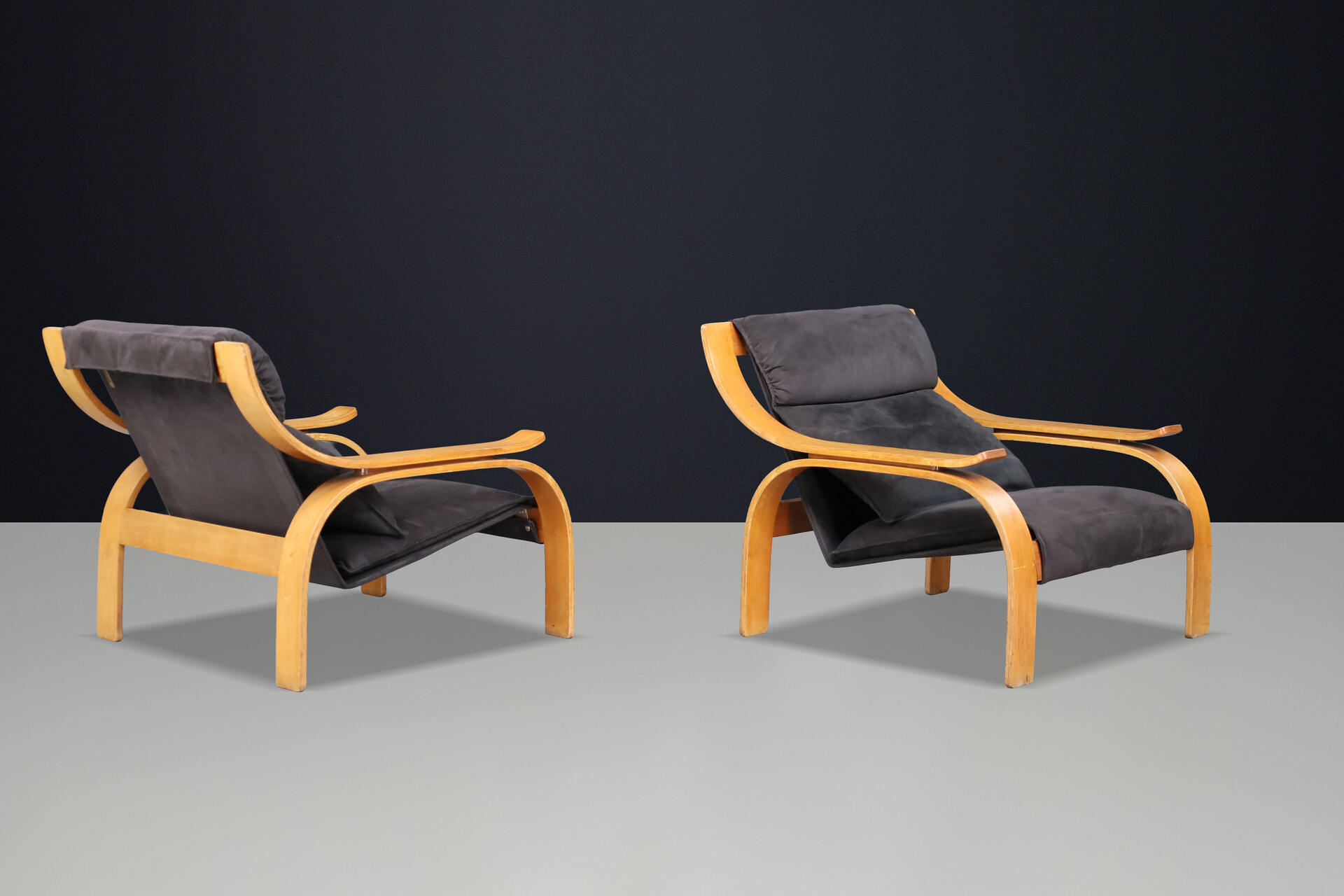 Pair of Woodline Lounge Chairs by Marco Zanuso for Arflex, Italy, 1960s Mid-20th century