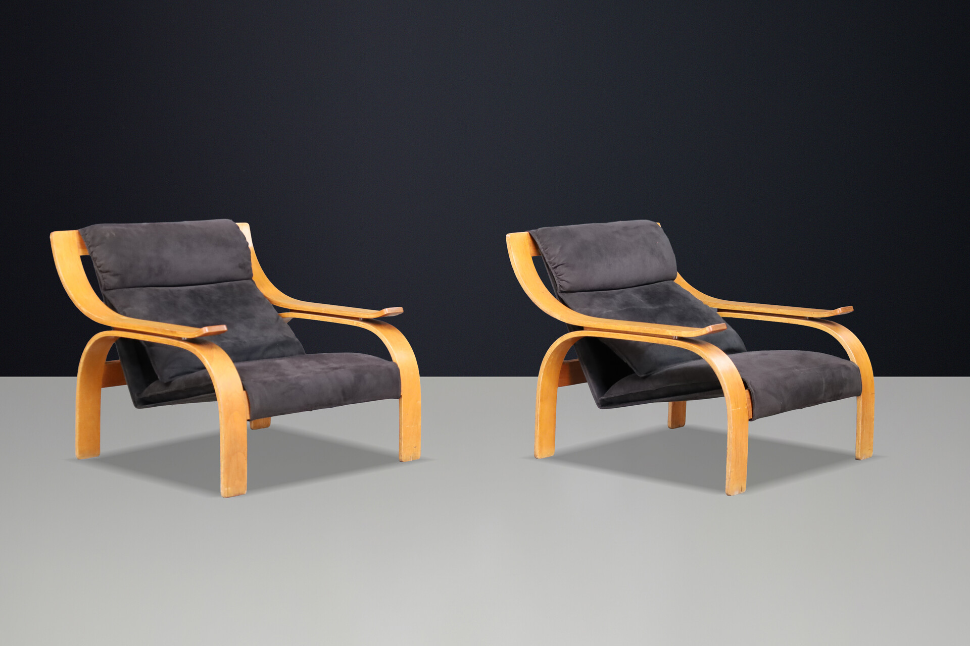 Pair of Woodline Lounge Chairs by Marco Zanuso for Arflex, Italy, 1960s Mid-20th century