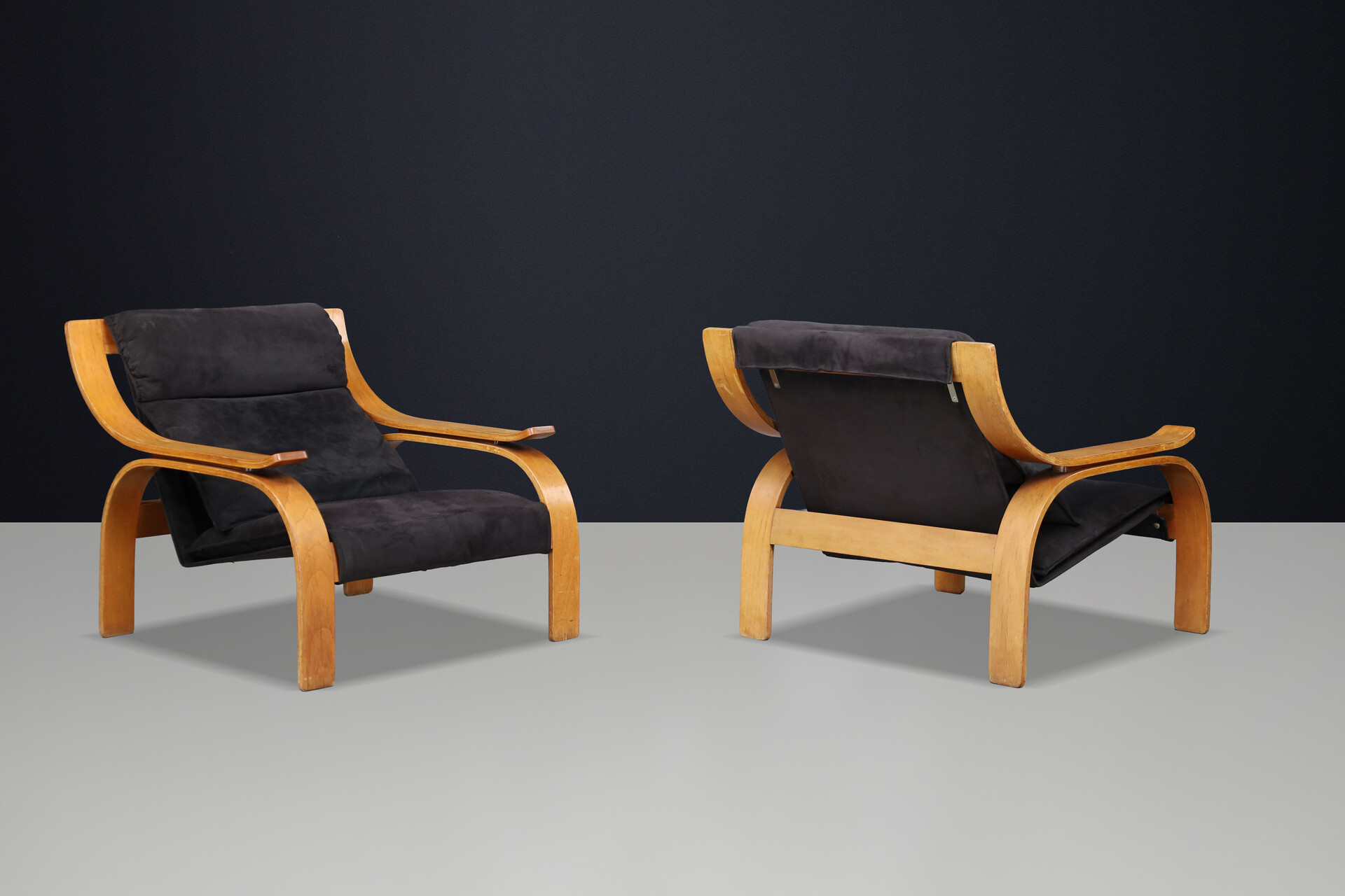Pair of Woodline Lounge Chairs by Marco Zanuso for Arflex, Italy, 1960s Mid-20th century